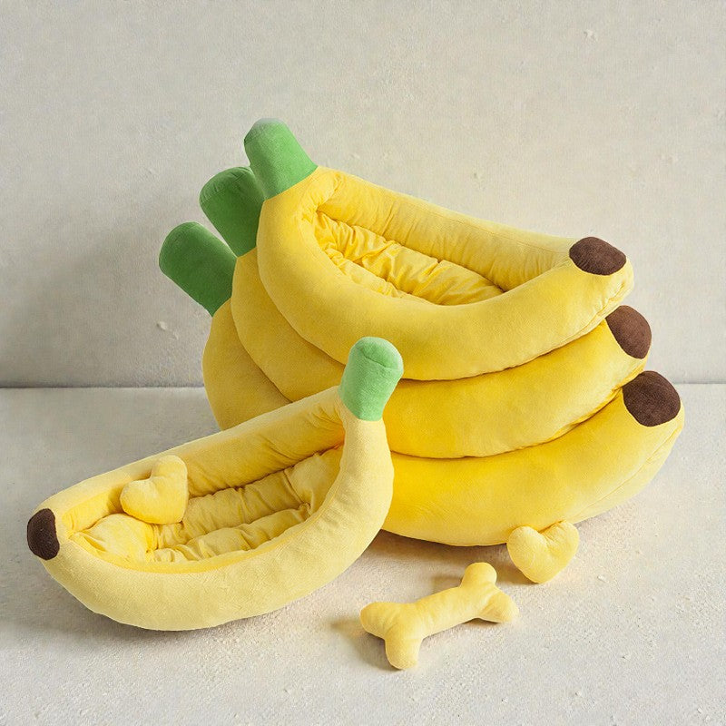 Banana-Shaped Pet Bed – Removable Cover Washable