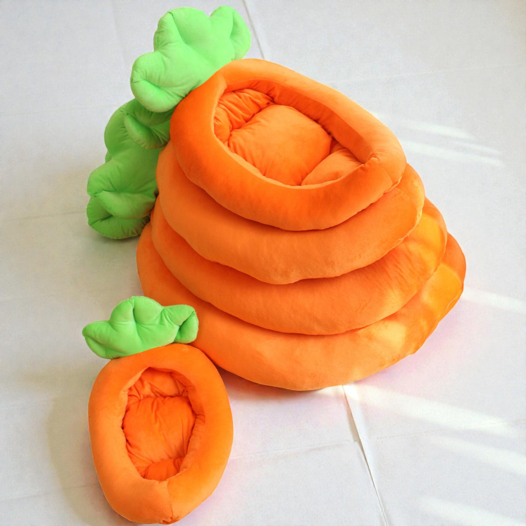 Carrot-Shaped Pet Bed | Cozy Washable Cat & Dog Nest
