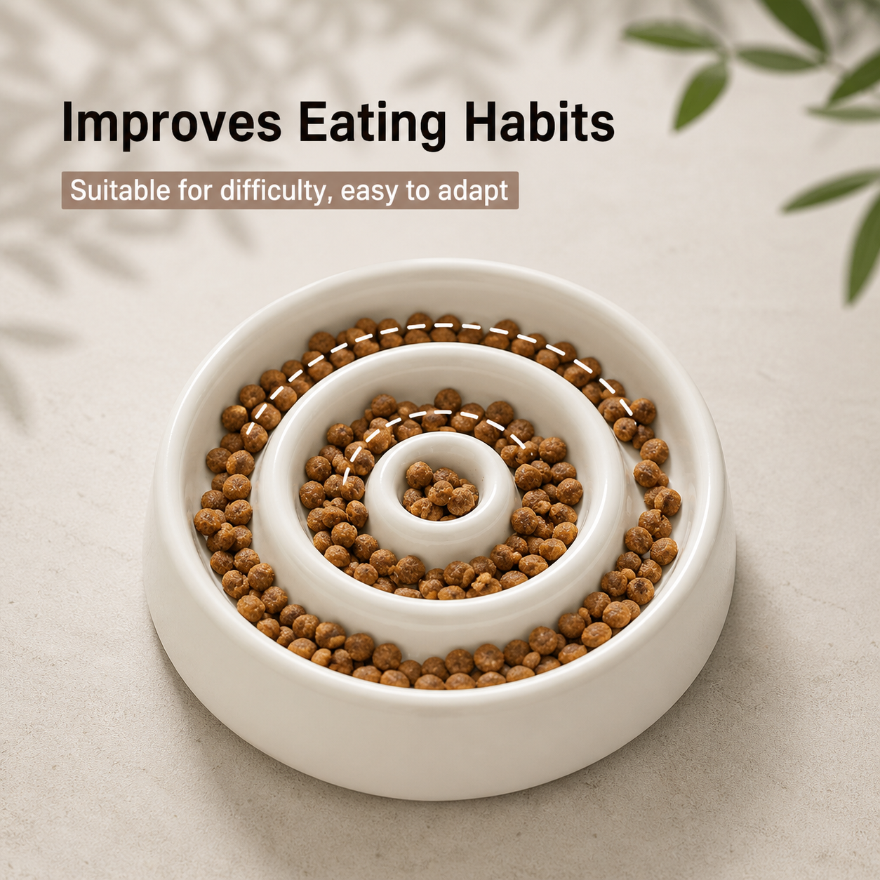 Ceramic Slow Feeder Cat Bowl Raised Pet Dish