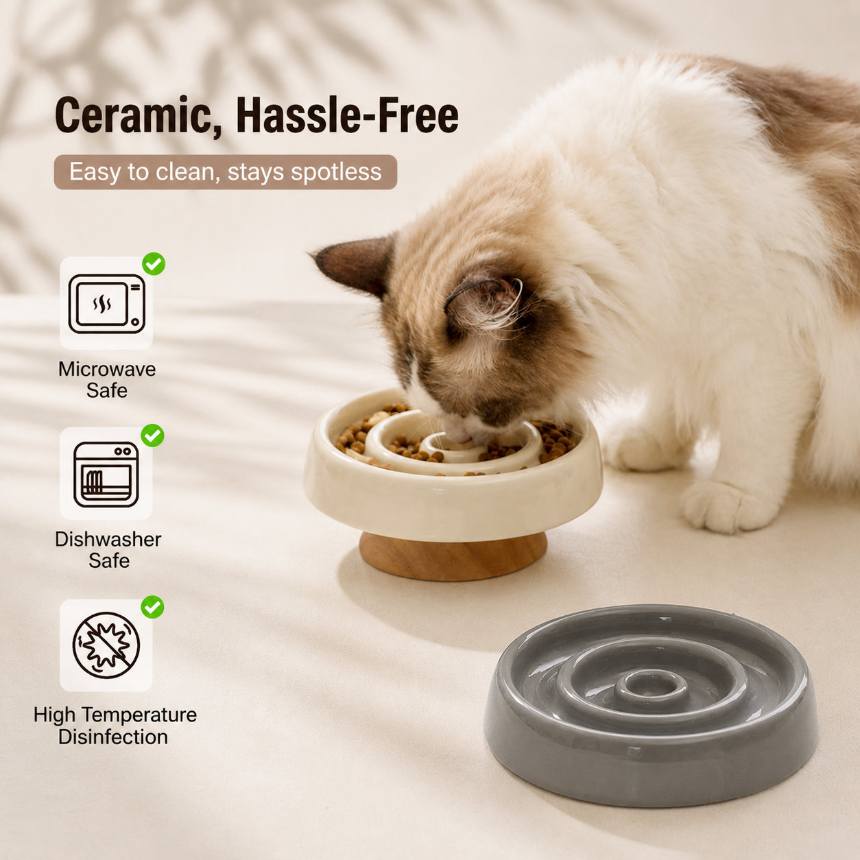 Ceramic Slow Feeder Cat Bowl Raised Pet Dish