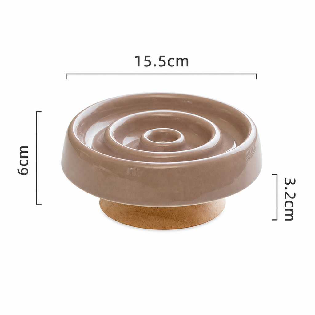 Ceramic Slow Feeder Cat Bowl Raised Pet Dish