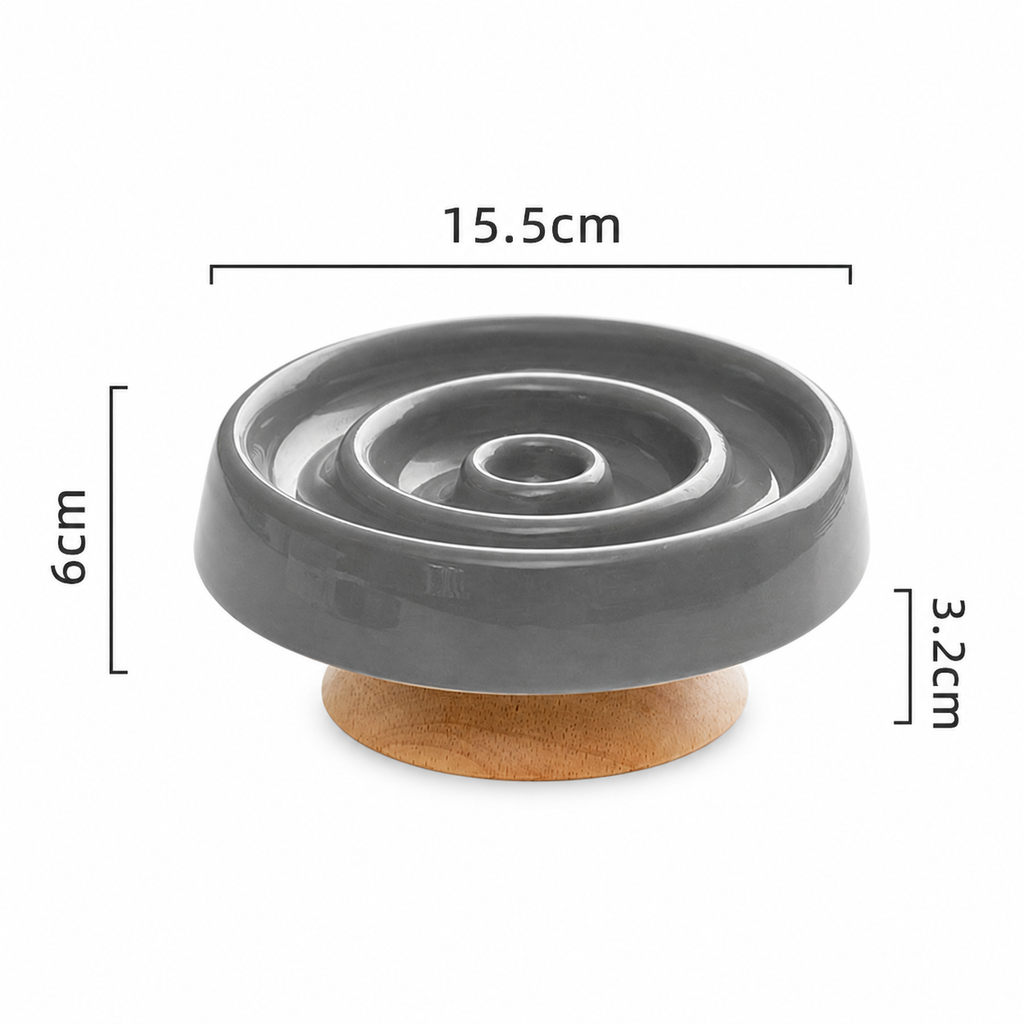 Ceramic Slow Feeder Cat Bowl Raised Pet Dish