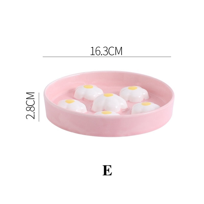 Ceramic Pet Slow Feeder Bowl with Raised Flower Design