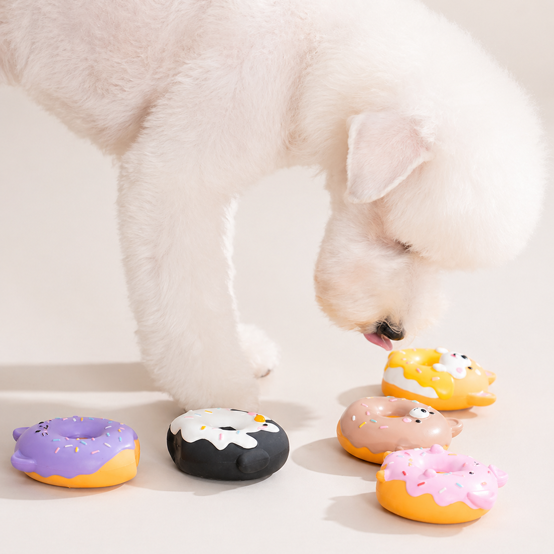 Cute Donut Dog Toy Squeaky Latex Puppy Chew