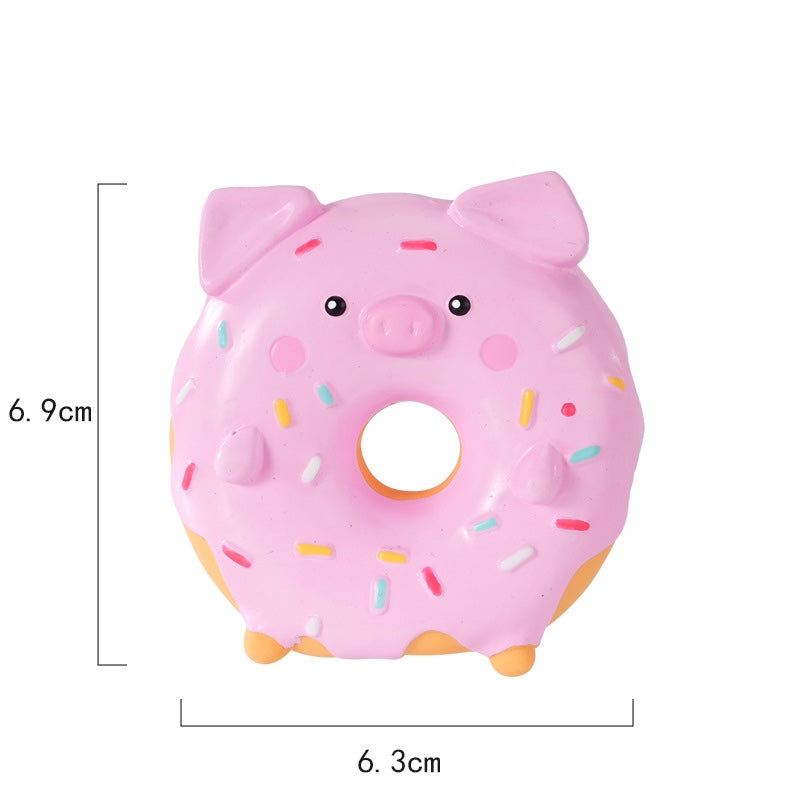 Cute Donut Dog Toy Squeaky Latex Puppy Chew