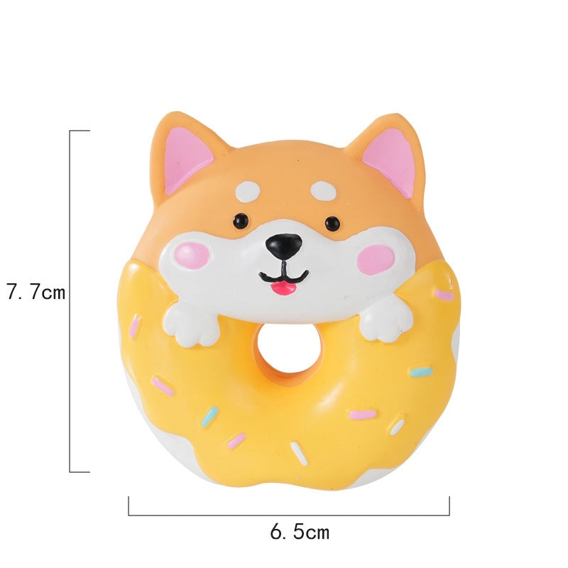 Cute Donut Dog Toy Squeaky Latex Puppy Chew