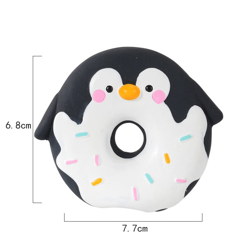 Cute Donut Dog Toy Squeaky Latex Puppy Chew
