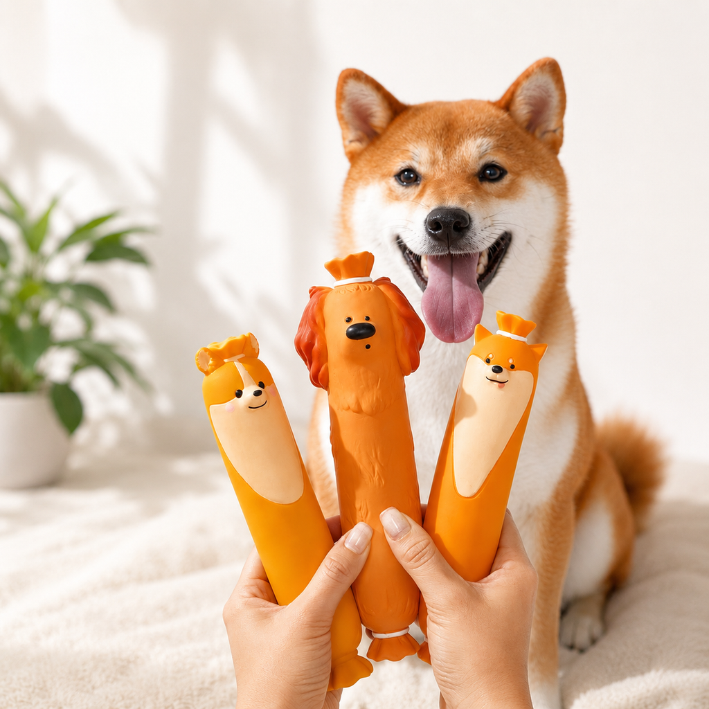 Cute Sausage Dog Latex Squeaky Chew Toy for Dogs