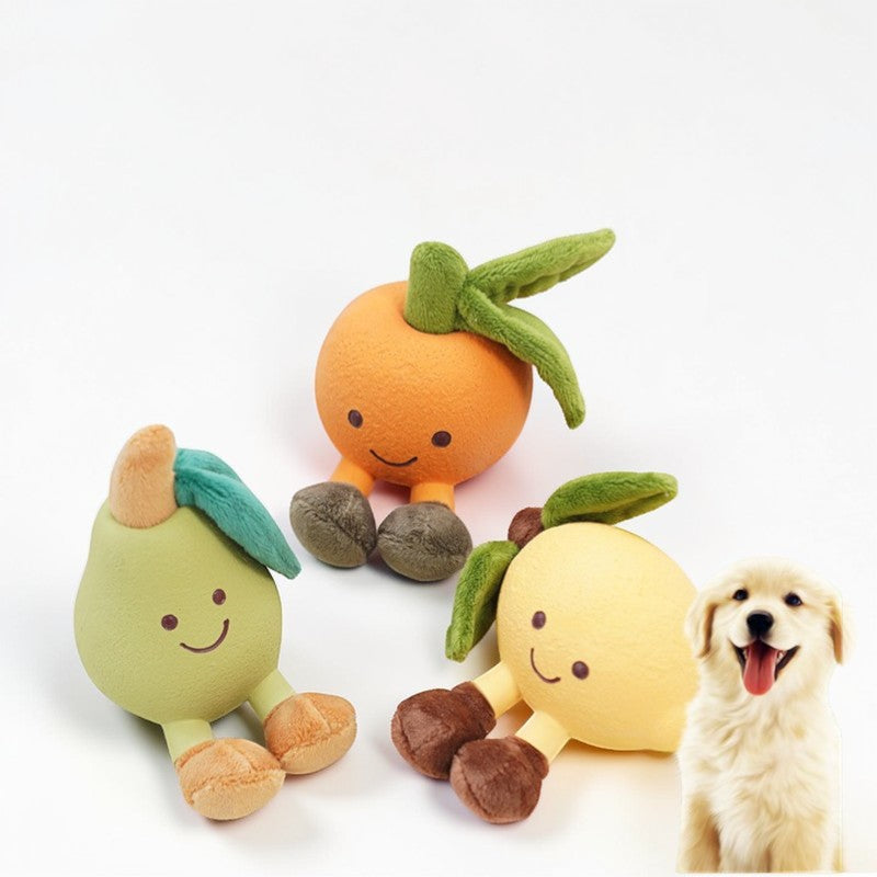 Cute Fruit Dog Chew Toy – Plush Latex Squeaky Pet Toy