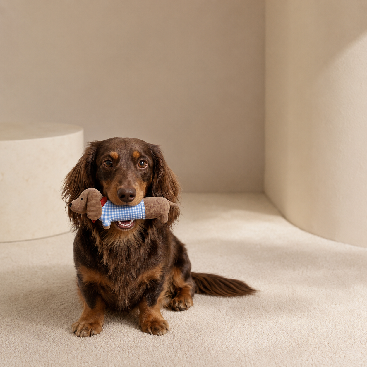 Dachshund Dog Squeaky Plush Toy for Chewing & Playtime