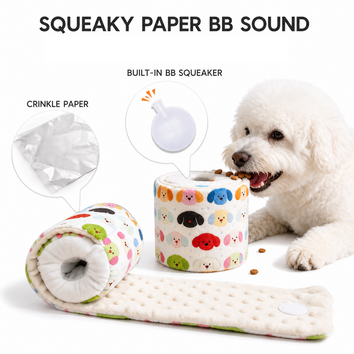 Dog Snuffle Roll Toy – Treat Puzzle & Squeaky Toy