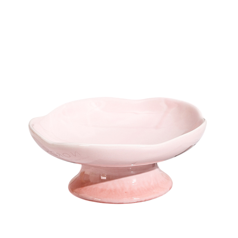 Flower-Shaped Raised Ceramic Cat Bowl for Food & Water