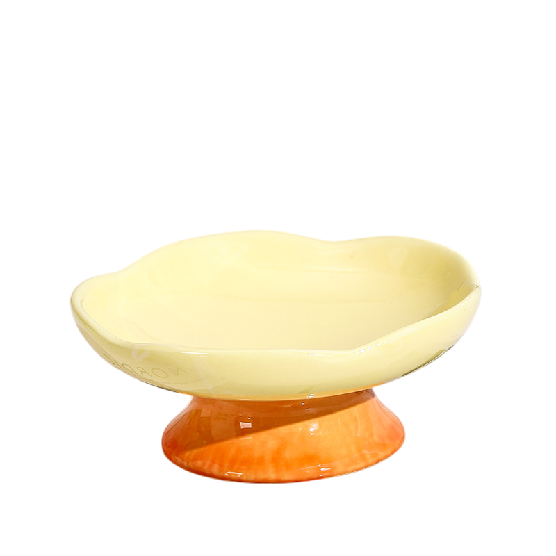 Flower-Shaped Raised Ceramic Cat Bowl for Food & Water