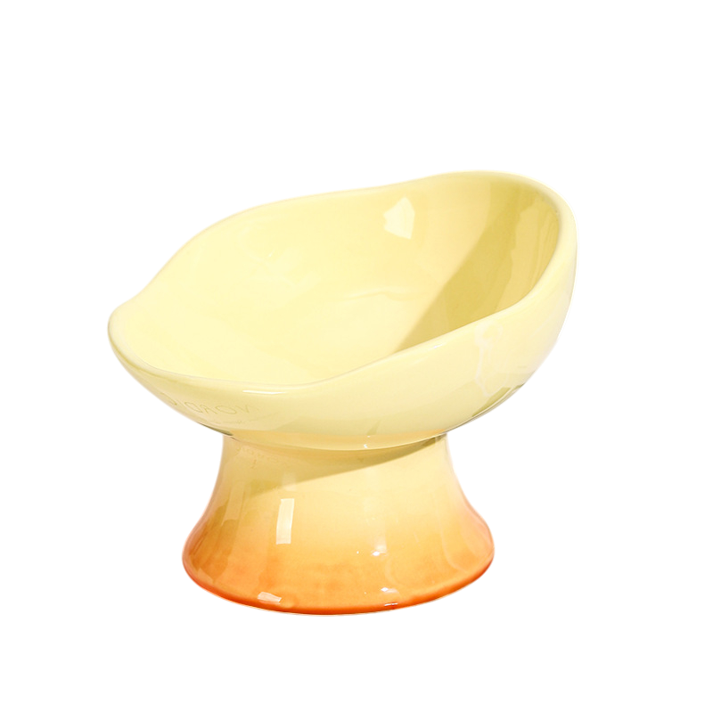 Flower-Shaped Raised Ceramic Cat Bowl for Food & Water