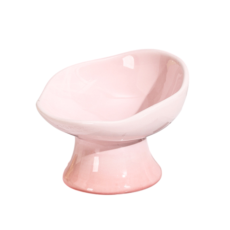 Flower-Shaped Raised Ceramic Cat Bowl for Food & Water