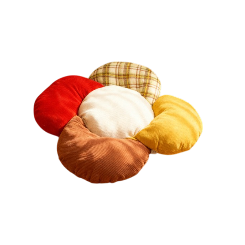 Flower Pet Bed Cushion - Soft Corduroy Cat & Dog Bed