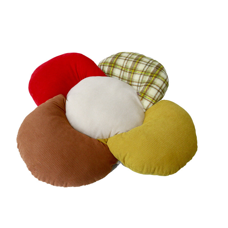 Flower Pet Bed Cushion - Soft Corduroy Cat & Dog Bed