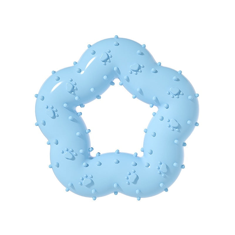 Flower Shape Durable Dog Chew Teething Toy Ring