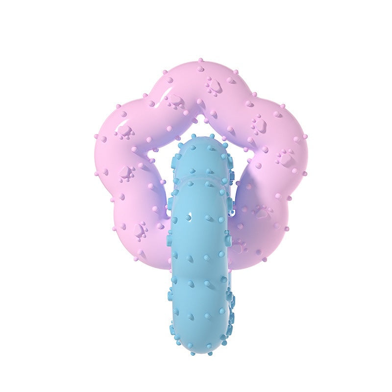 Flower Shape Durable Dog Chew Teething Toy Ring