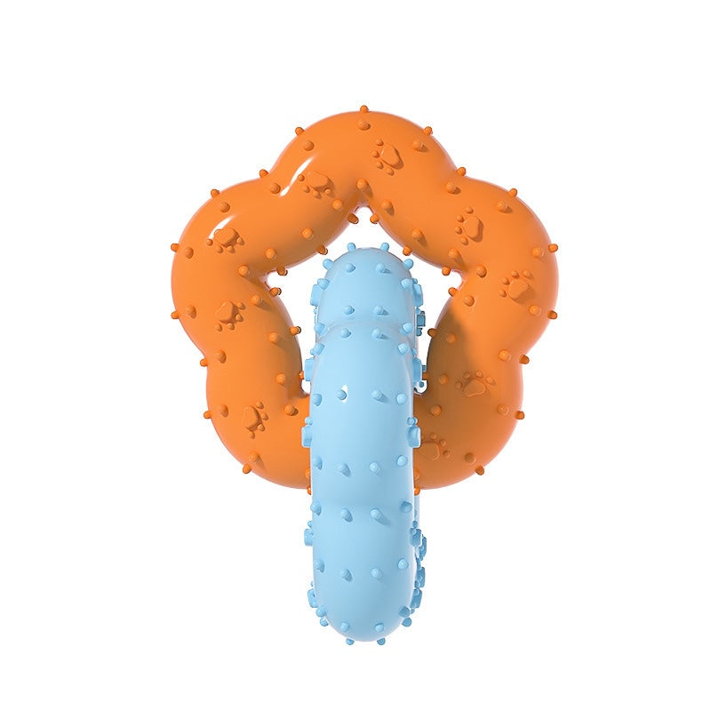 Flower Shape Durable Dog Chew Teething Toy Ring