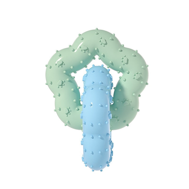 Flower Shape Durable Dog Chew Teething Toy Ring