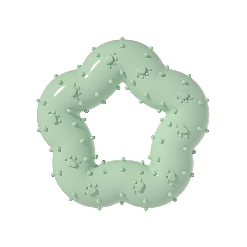 Flower Shape Durable Dog Chew Teething Toy Ring