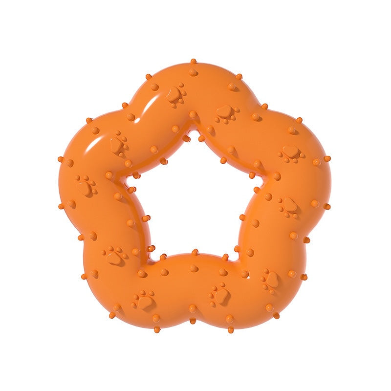 Flower Shape Durable Dog Chew Teething Toy Ring