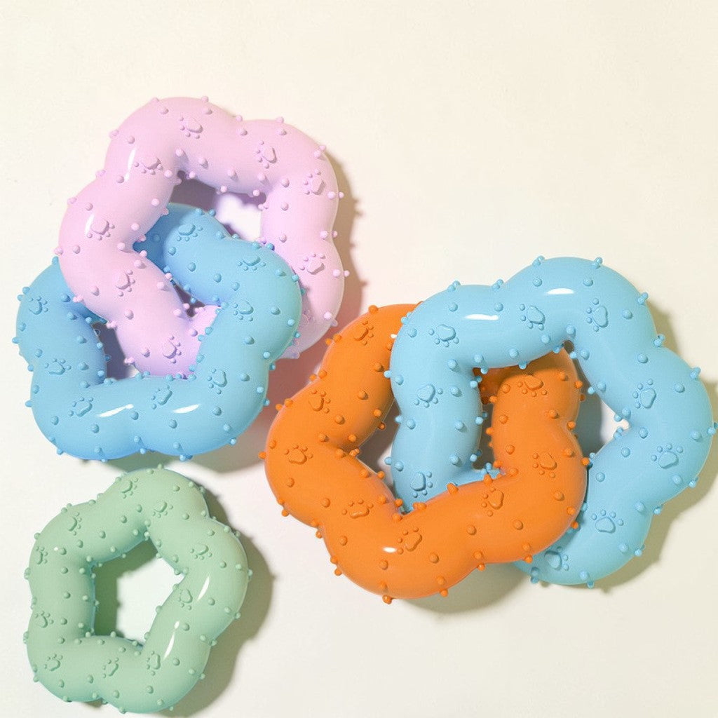Flower Shape Durable Dog Chew Teething Toy Ring