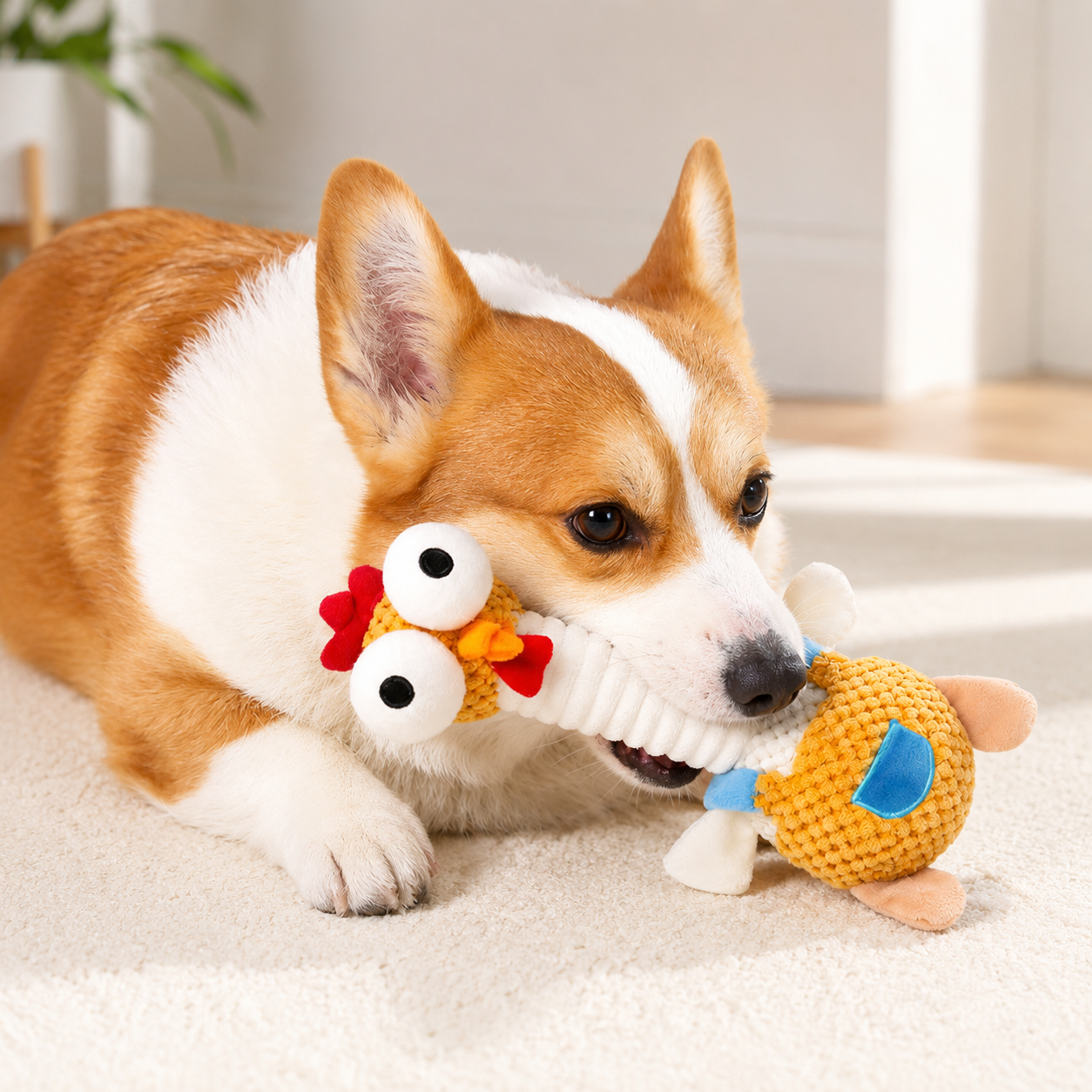 Funny Squeaky Chicken Dog Toy for Chewing & Play