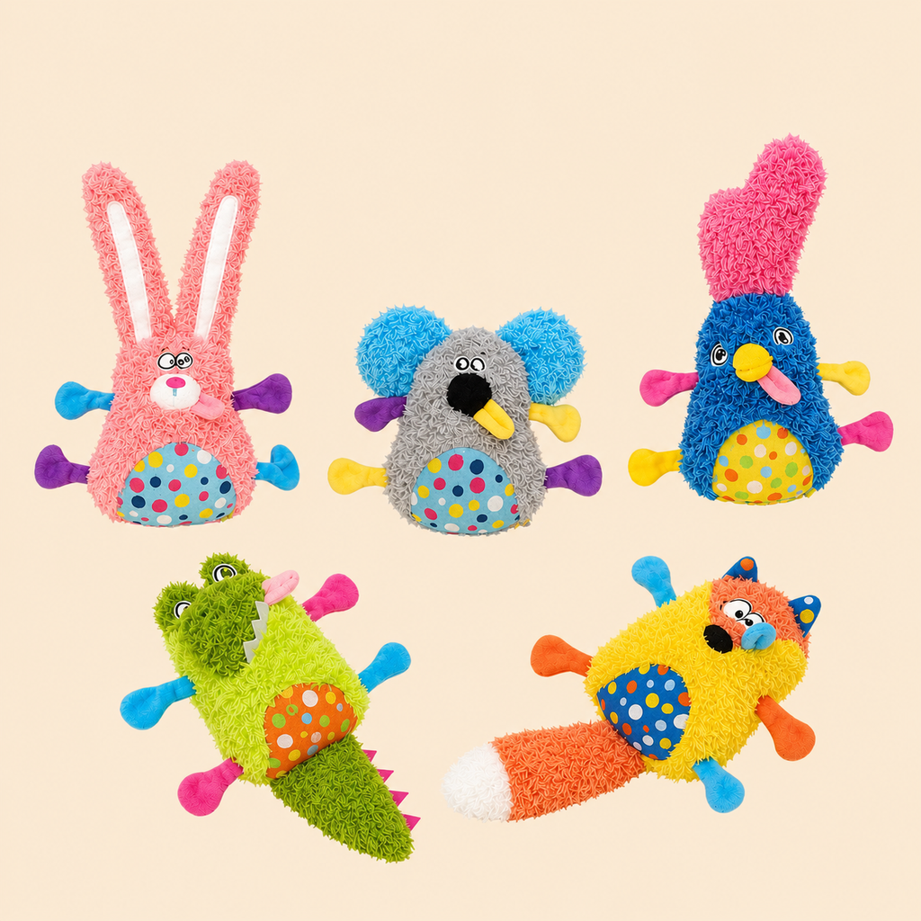Funny Squeaky Plush Dog Toy, Crinkle Chew Toy for Puppies