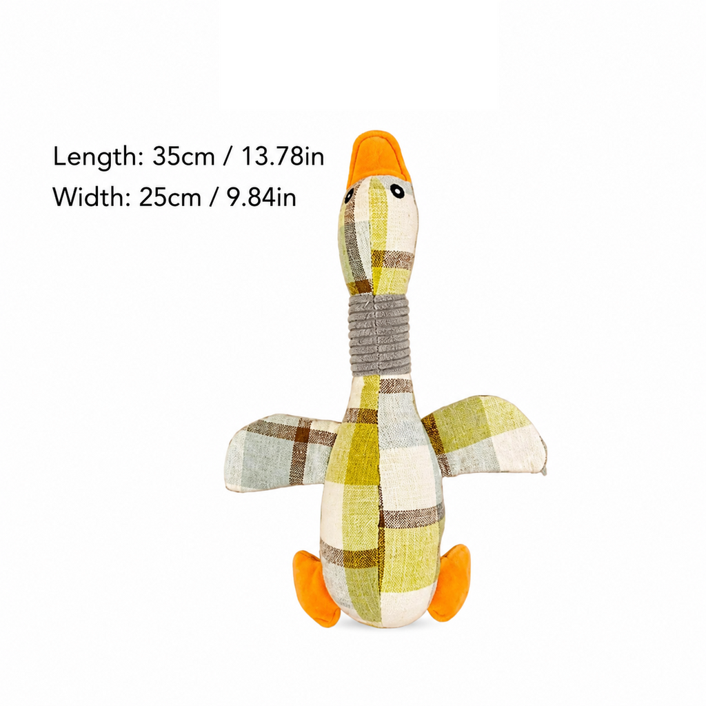 Goose Dog Squeaky Plush Toy with Crinkle Paper for Chewers