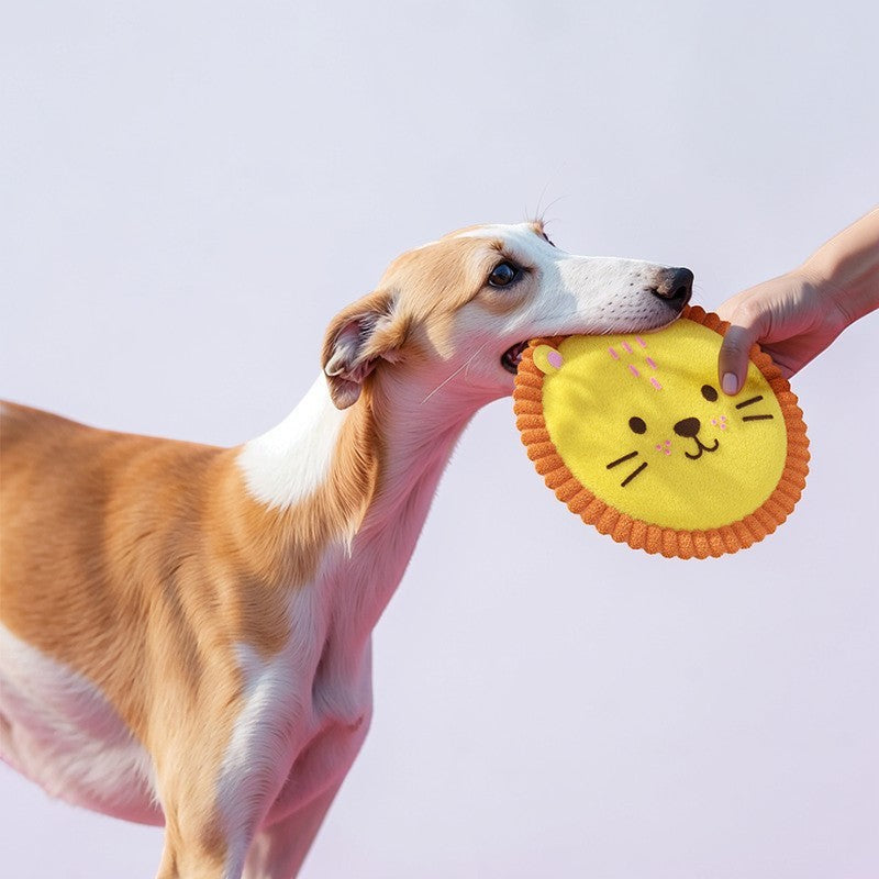 Interactive Dog Flying Disc Toy - Plush Squeaky Toy