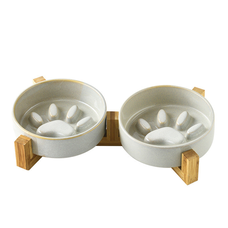 Kiln-Glazed Ceramic Slow Feeder Bowl for Pets
