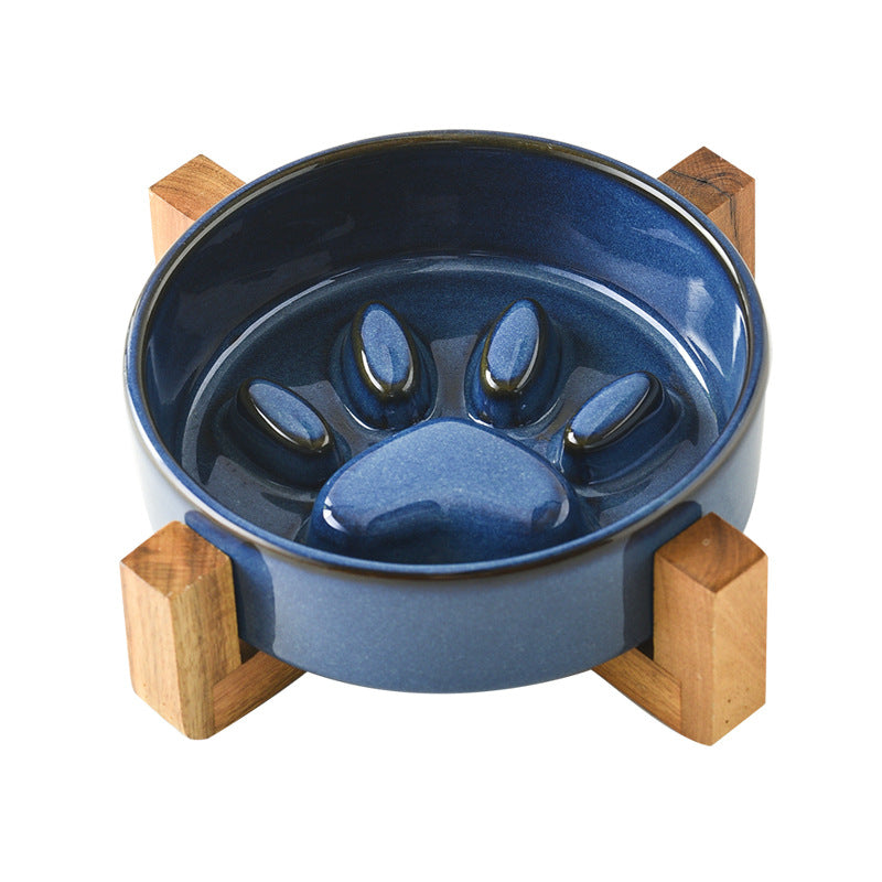Kiln-Glazed Ceramic Slow Feeder Bowl for Pets