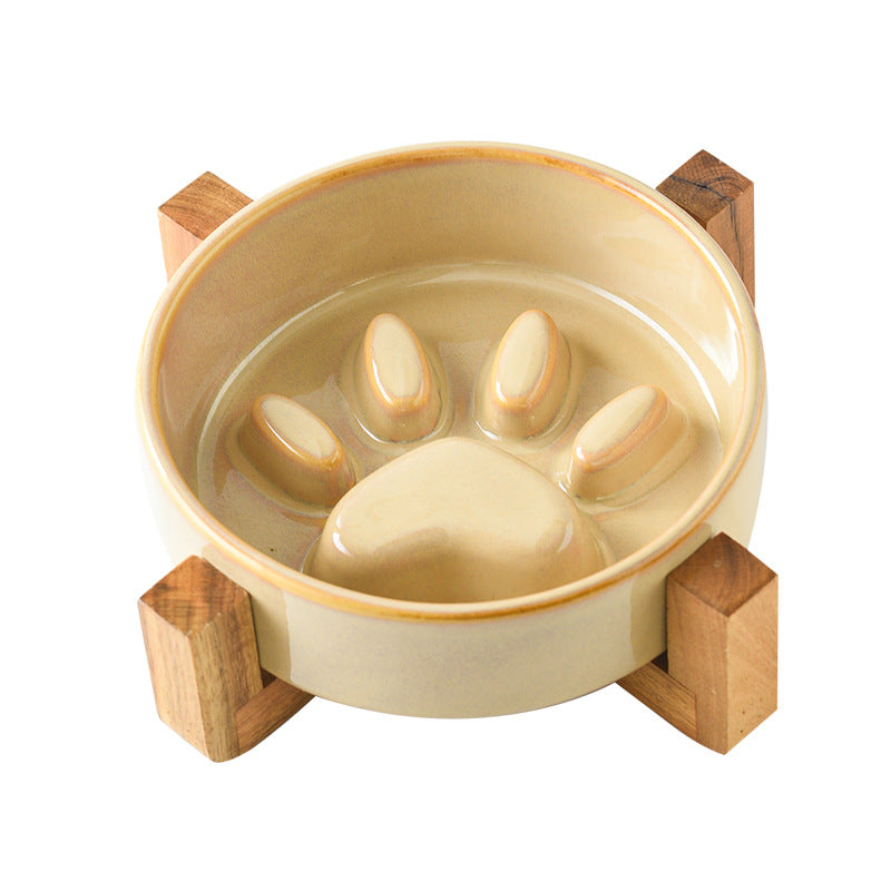 Kiln-Glazed Ceramic Slow Feeder Bowl for Pets