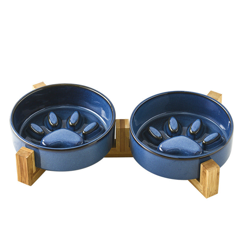 Kiln-Glazed Ceramic Slow Feeder Bowl for Pets