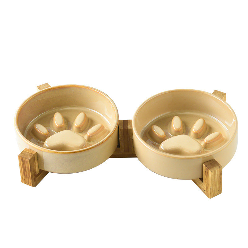 Kiln-Glazed Ceramic Slow Feeder Bowl for Pets