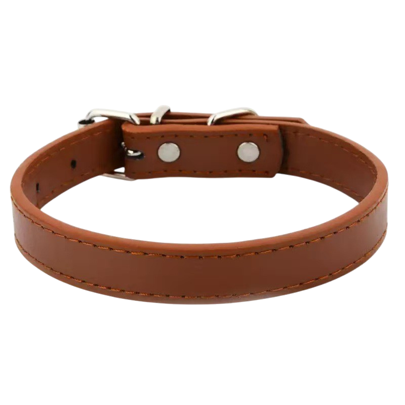 Minimal PU Leather Pet Collar - Faux Leather Neck Strap