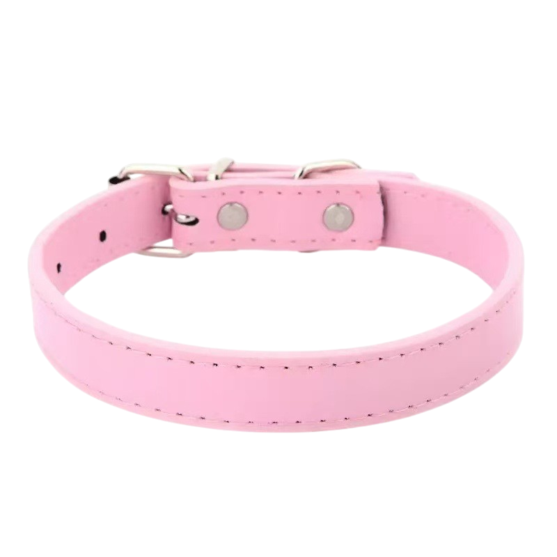 Minimal PU Leather Pet Collar - Faux Leather Neck Strap