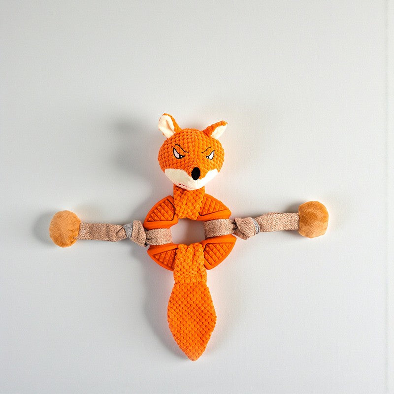 Multifunction Plush & Rubber Dog Ring Toy
