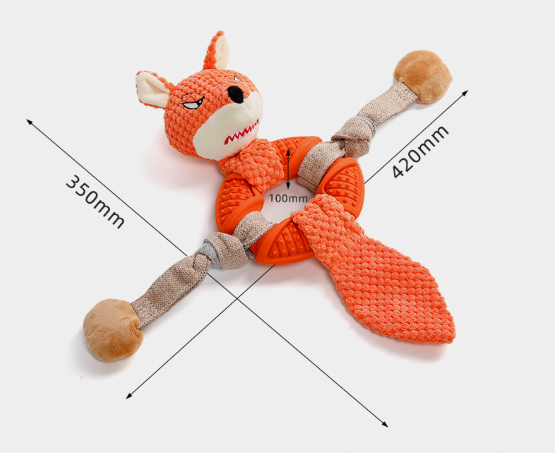 Multifunction Plush & Rubber Dog Ring Toy