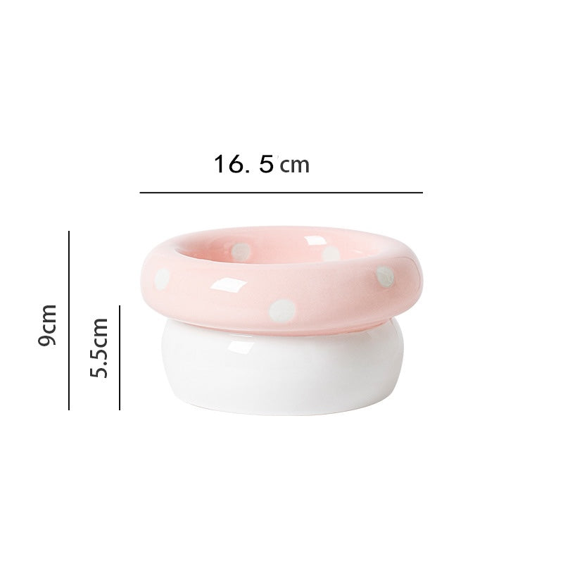 Mushroom Raised Cat Bowl Tilted Ceramic Pet Dish