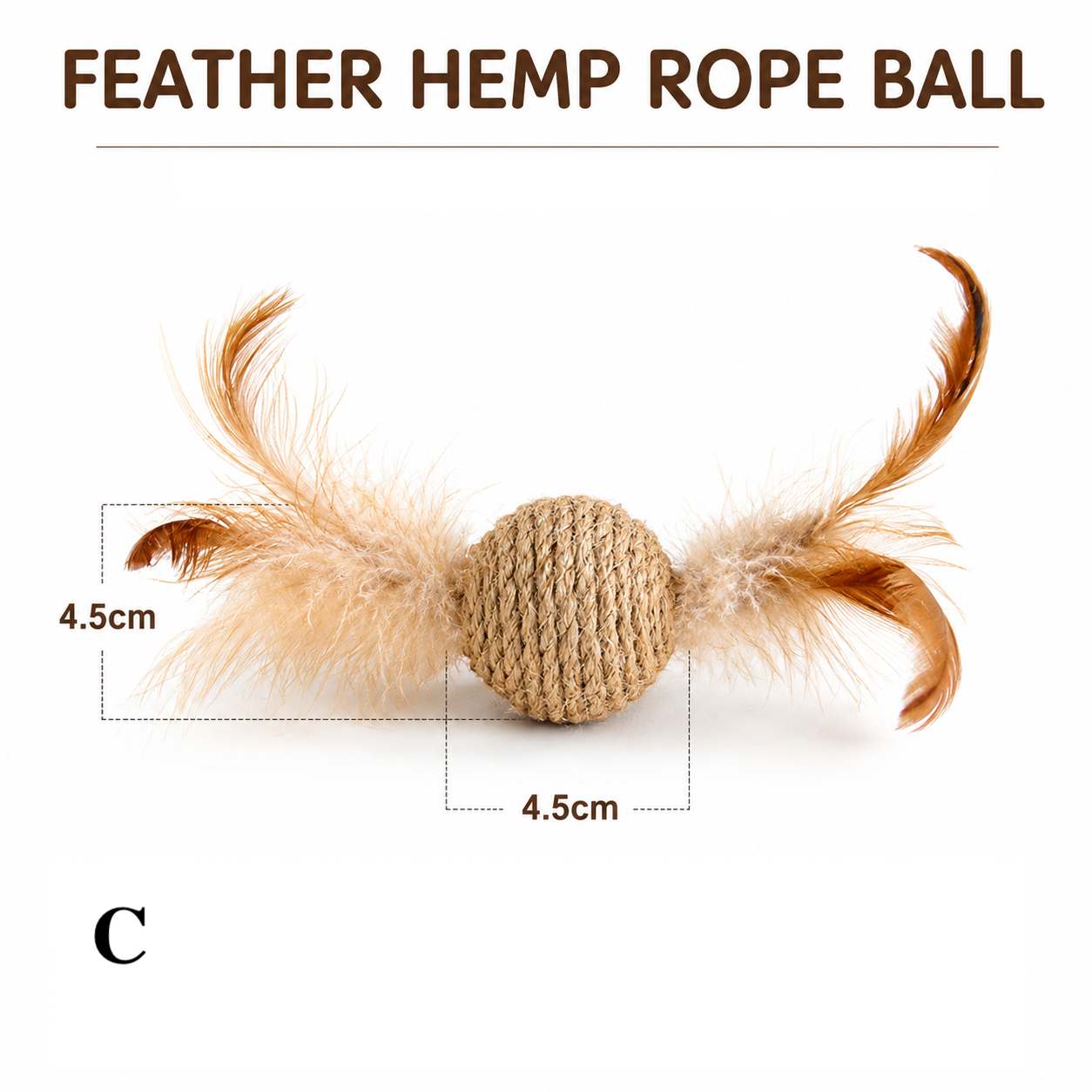 Natural Sisal Cat Toy Set with Feather & Bell Toys