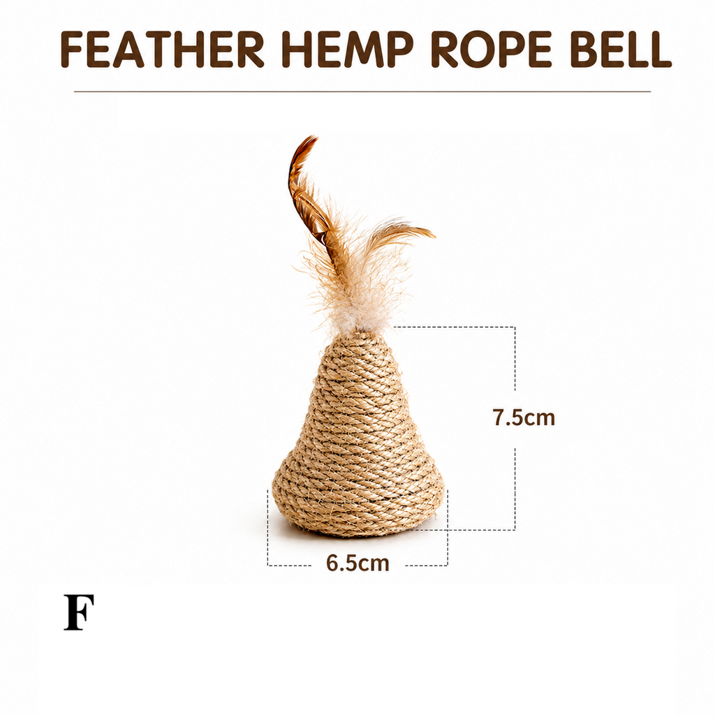 Natural Sisal Cat Toy Set with Feather & Bell Toys