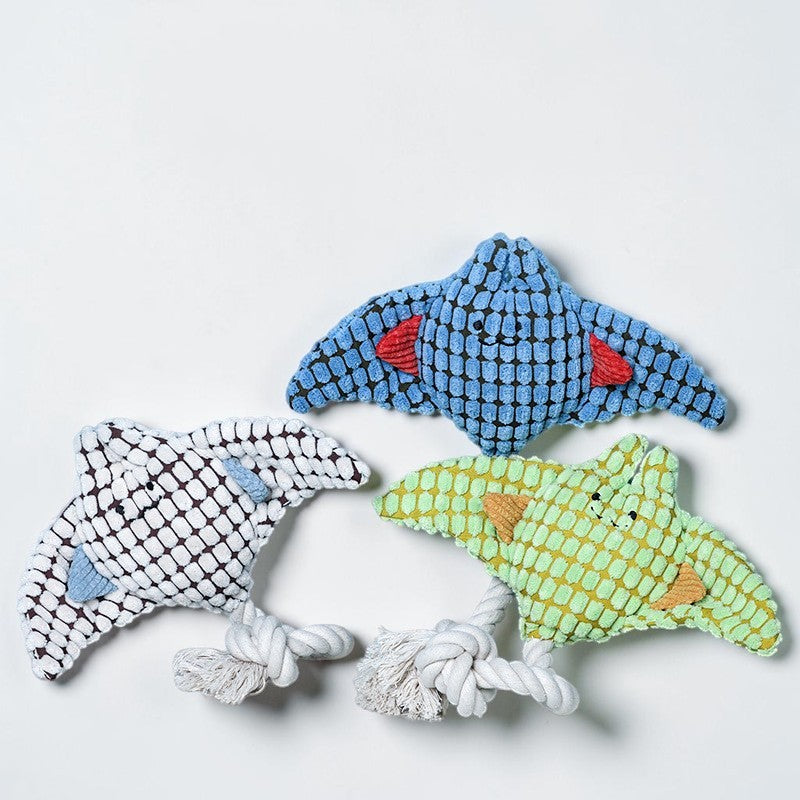 Ocean Animal Squeaky Plush Rope Chew Dog Toy