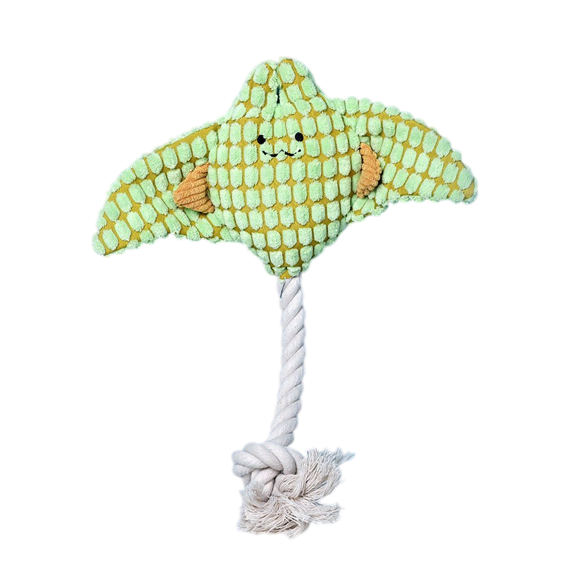 Ocean Animal Squeaky Plush Rope Chew Dog Toy