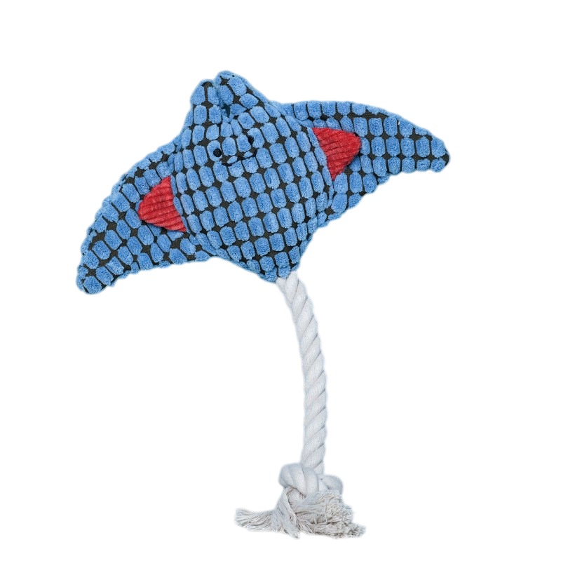Ocean Animal Squeaky Plush Rope Chew Dog Toy