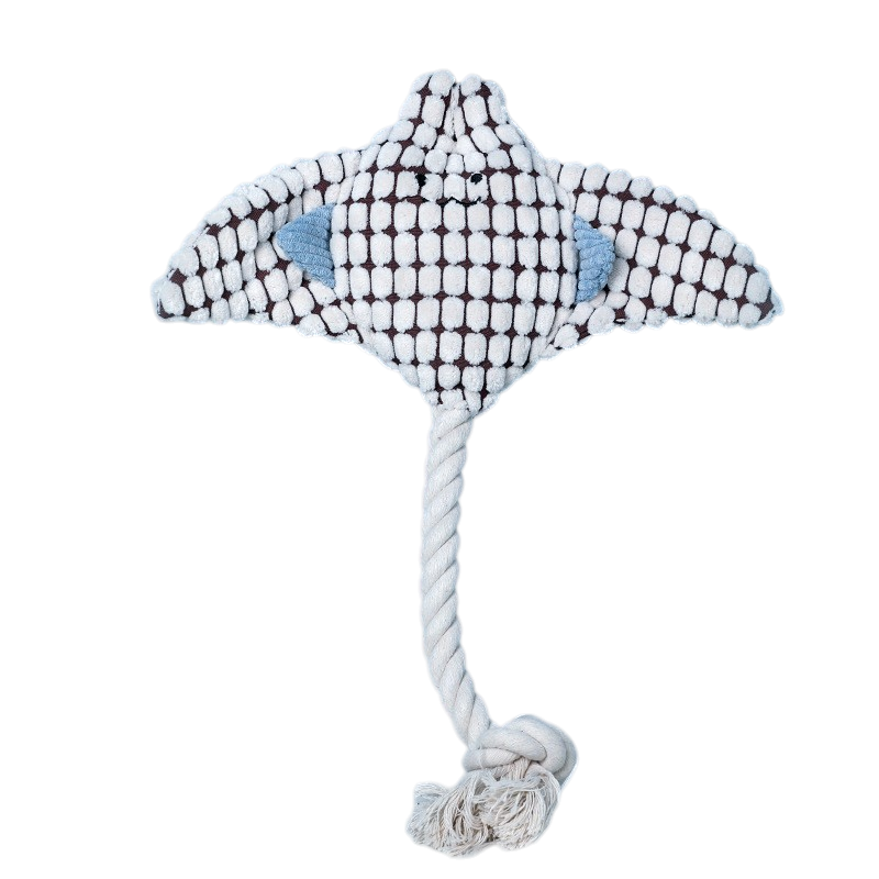 Ocean Animal Squeaky Plush Rope Chew Dog Toy