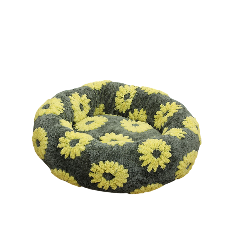 Patterned Plush Round Pet Bed | All-Season