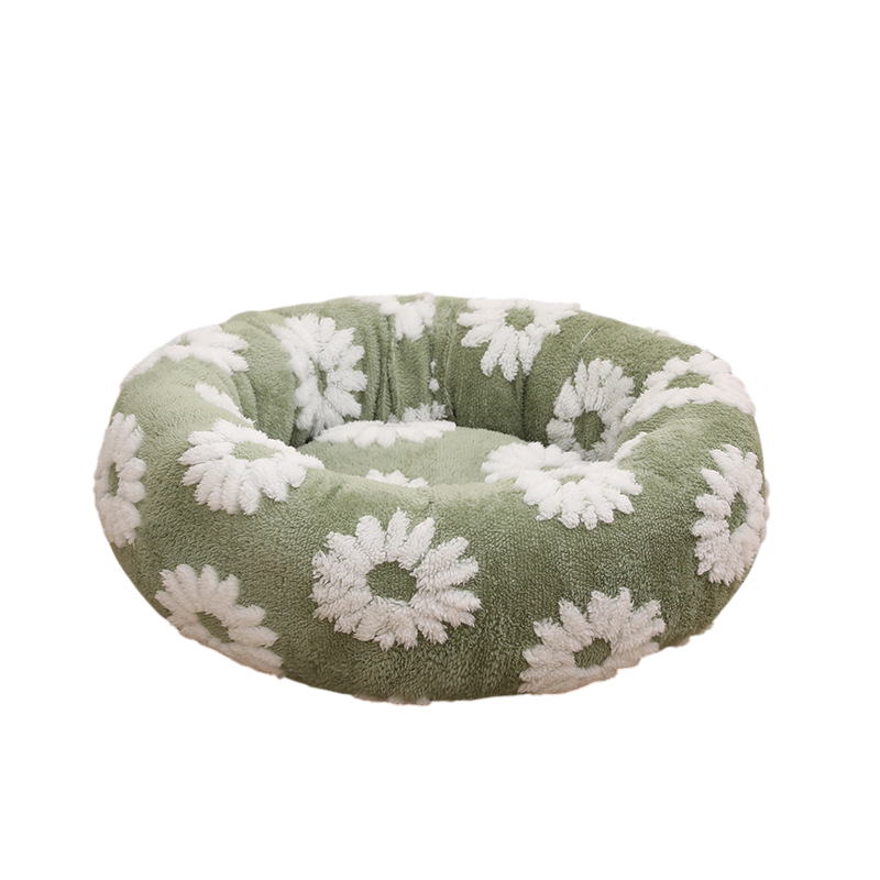 Patterned Plush Round Pet Bed | All-Season
